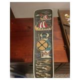 Vintage Norwegian Viking Wall Plaque and Decorative Wood Slicer Duo