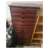 Tall Wood Chest of 10 Drawers with Dark Finish 20 x 14 x 55 Inches