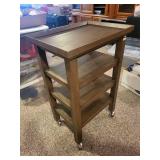 Wooden Rolling Utility Cart with Three Shelves 23x17x35 Inches