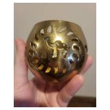 Brass Camel Cutout Bowl with Hand-Carved Wooden Stand