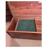 Lane Cedar Chest Bench with Black Cushion Top and Inlay Detail