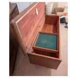 Lane Cedar Chest Bench with Black Cushion Top and Inlay Detail