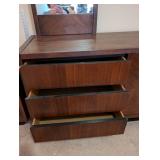 Lane Mid-Century Modern Bedroom Set with Dresser Mirrors, Nightstand and Headboard
