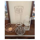 Collection of 4 Metal Kitchen Baskets and Stands
