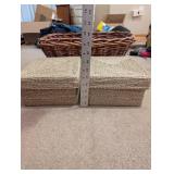 Wicker Storage Basket with 2 Straw Lidded Boxes