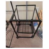 Set of 2 Black Metal Rolling Utility Carts with Shelves