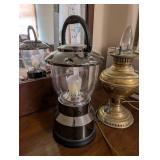 Pair of Table Lanterns - Electric Brass Lamp and LED Battery Lantern