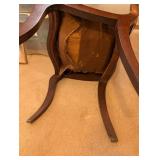 Antique Wood Writing Desk with Chair and Floral Upholstered Seat