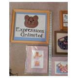 Collection of Framed Cross Stitch and Fabric Art Pieces