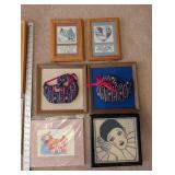 Collection of Framed Cross Stitch and Fabric Art Pieces