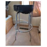 Black Vinyl Bar Stool with Chrome Frame