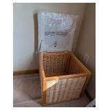 Wicker Storage Chest with Hinged Lid and Cushion Top