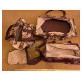 Thirty-One Utility Tote Bag Set with Purple Floral Pattern