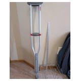 Folding Wooden Stool, Adjustable Crutch, and Metal Shoe Rack Set