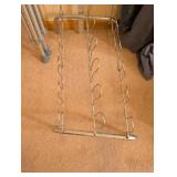 Folding Wooden Stool, Adjustable Crutch, and Metal Shoe Rack Set
