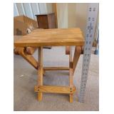 Folding Wooden Stool, Adjustable Crutch, and Metal Shoe Rack Set