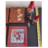 Vintage Scandinavian Gnome Figurines, Wall Plaques, and Decorative Tile Collection