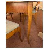 Vintage Wood Dining Table with 4 Upholstered Needlepoint Chairs