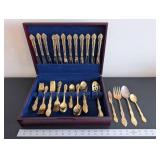 Gold-Tone Flatware Set with Decorative Case - 42 Pieces