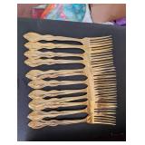 Gold-Tone Flatware Set with Decorative Case - 42 Pieces
