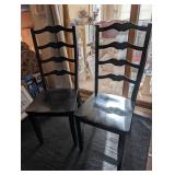 Pair of Black Wooden Dining Chairs with Ladder Backs