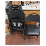 Set of 4 Black Metal Folding Chairs with Padded Seats