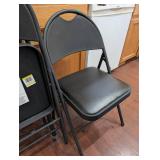 Set of 4 Black Metal Folding Chairs with Padded Seats
