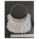 Set of 2 Evening Bags with Silver Beaded Clutch and Gold Pouch