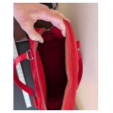 Lot of 2 Leather Bags - Red Handbag and Brown Coach Messenger Bag