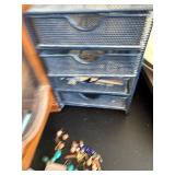 Vintage Wooden Jewelry Box with Beaded Necklaces, Earrings & Accessories