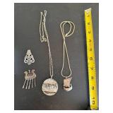 Viking Ship Pendant Necklace - Scandinavian Pewter & Silver Tone Jewelry (Lot of 4)