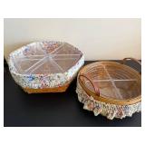 Longaberger Handmade Baskets - Floral Fabric and Plastic Liners, 2-Piece Set with Clear Dividers