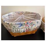 Longaberger Handmade Baskets - Floral Fabric and Plastic Liners, 2-Piece Set with Clear Dividers