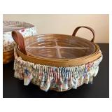 Longaberger Handmade Baskets - Floral Fabric and Plastic Liners, 2-Piece Set with Clear Dividers