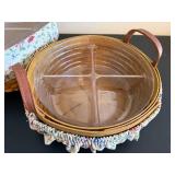 Longaberger Handmade Baskets - Floral Fabric and Plastic Liners, 2-Piece Set with Clear Dividers