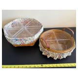 Longaberger Handmade Baskets - Floral Fabric and Plastic Liners, 2-Piece Set with Clear Dividers
