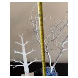 White Twig Tree Jewelry Holders in Square Base - Approx. 25 in Tall