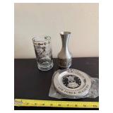 Air Force Academy Collectible Glass, Silver Vase & 2 Coasters - Display Set (Lot of 4)