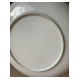 White Ceramic Dinnerware Set - Textured Rectangular Platter, Floral Round Plate, Scalloped Rim Plate