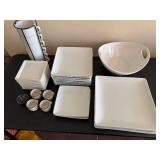 World Market and Threshold White Porcelain Square Dinnerware Set - Plates, Bowls & Mugs