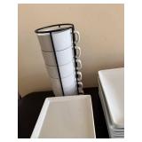 World Market and Threshold White Porcelain Square Dinnerware Set - Plates, Bowls & Mugs