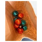 Christmas Ornament Place Card Set - 18 Boxed Glass Ornaments (Red Swirl & Silver Glitter)