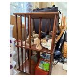 Wooden Display Cabinet with Slatted Sides - 2-Tier Shelf Unit