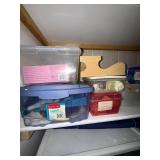 Assorted Doll Making and Craft Supplies - Fabrics, Doll Accessories & Storage Bins