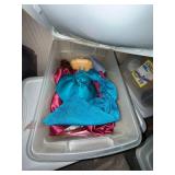 Assorted Doll Making and Craft Supplies - Fabrics, Doll Accessories & Storage Bins