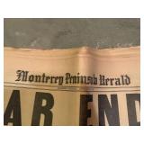 Monterey Peninsula Herald Front Page - War Ends in Europe May 7, 1945