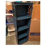 Gothic Arch Display Shelf - Blue Wood 5-Shelf Narrow Bookcase