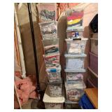 Assorted Quilting & Sewing Fabric Scraps in Clear Storage Bins