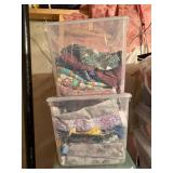 Assorted Quilting & Sewing Fabric Scraps in Clear Storage Bins