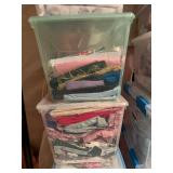 Assorted Quilting & Sewing Fabric Scraps in Clear Storage Bins